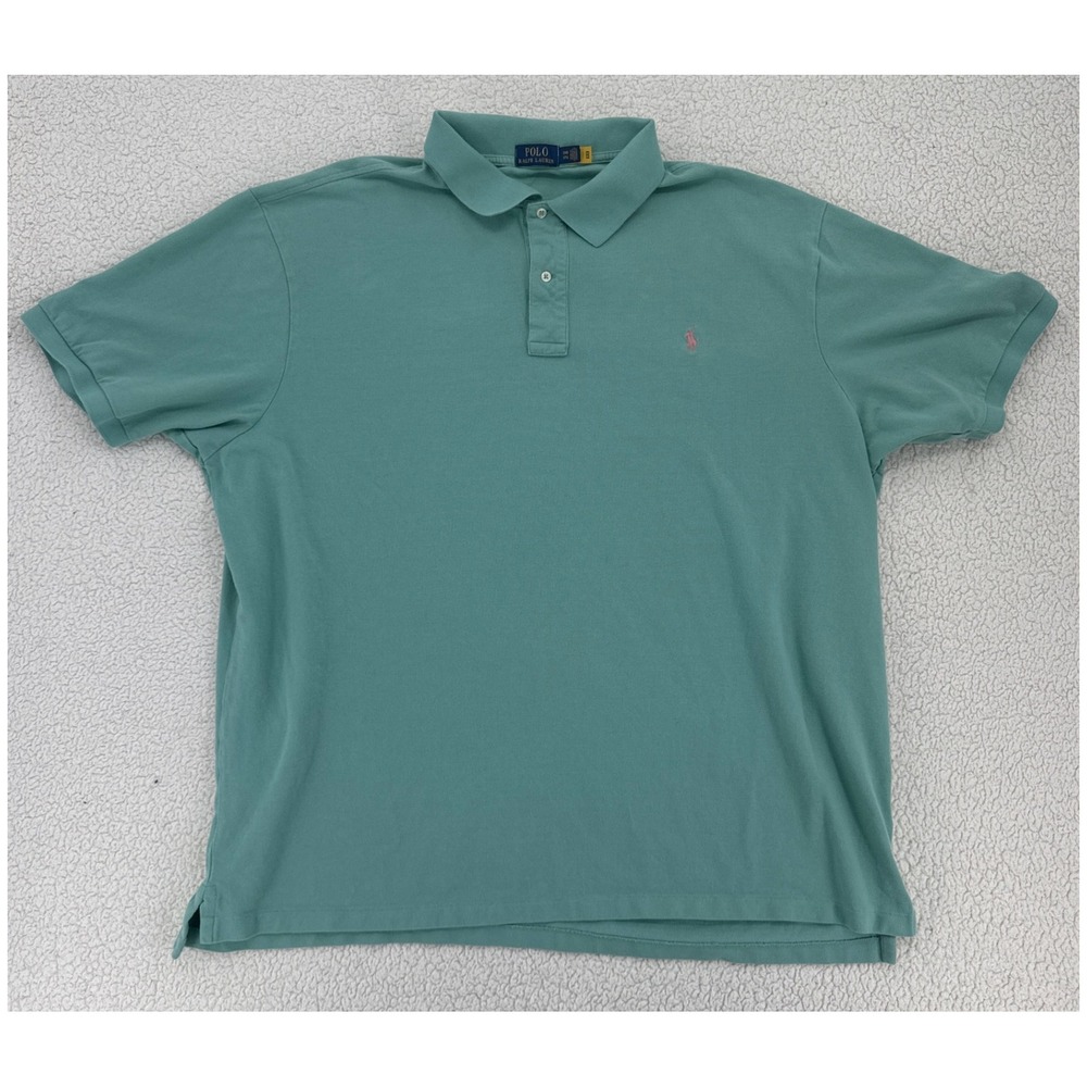 Polo Ralph Lauren Iconic Mesh Polo Shirt Size 3XB Green Pink Pony Short Sleeve
